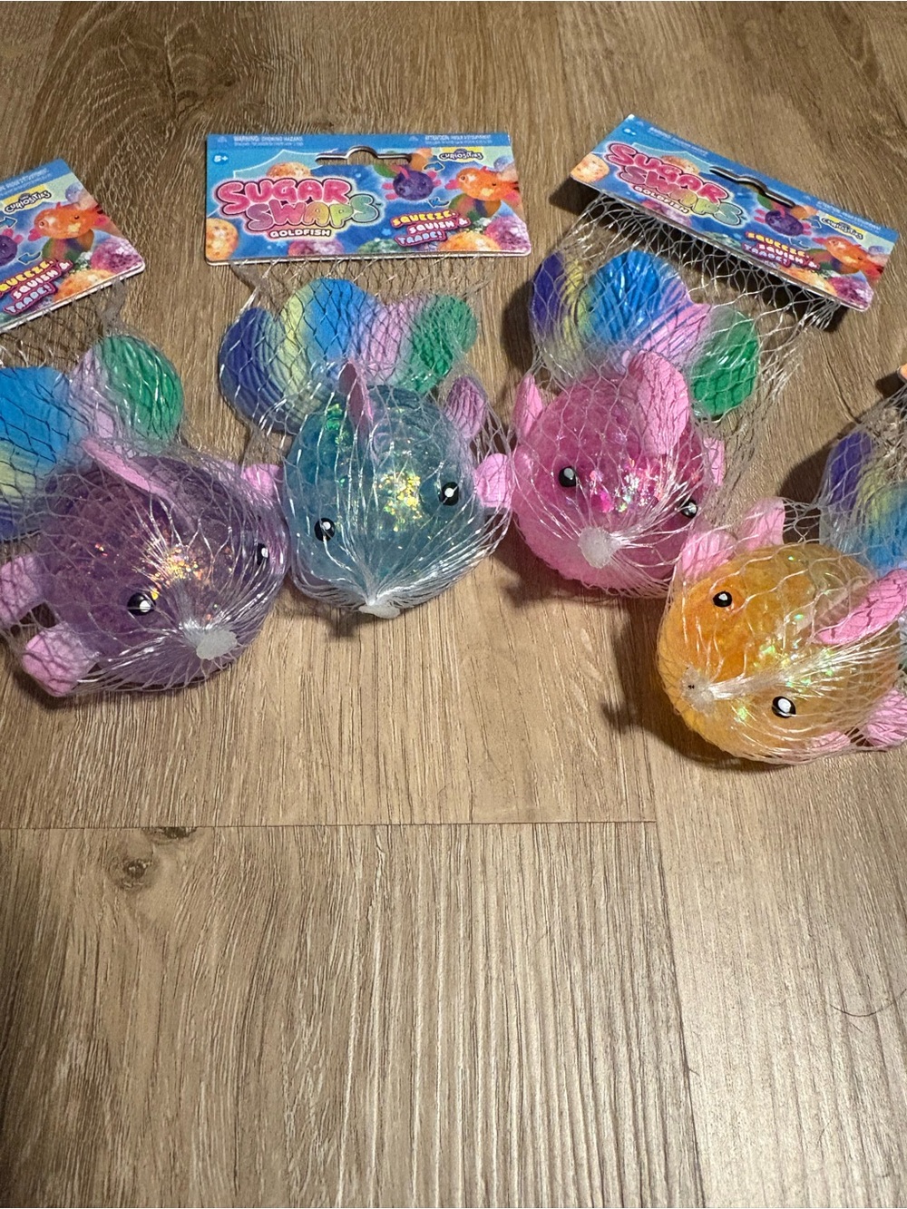 🐠 Super Swaps Goldfish Squishy Fidget Toy Lot of 4 Glitter Fish